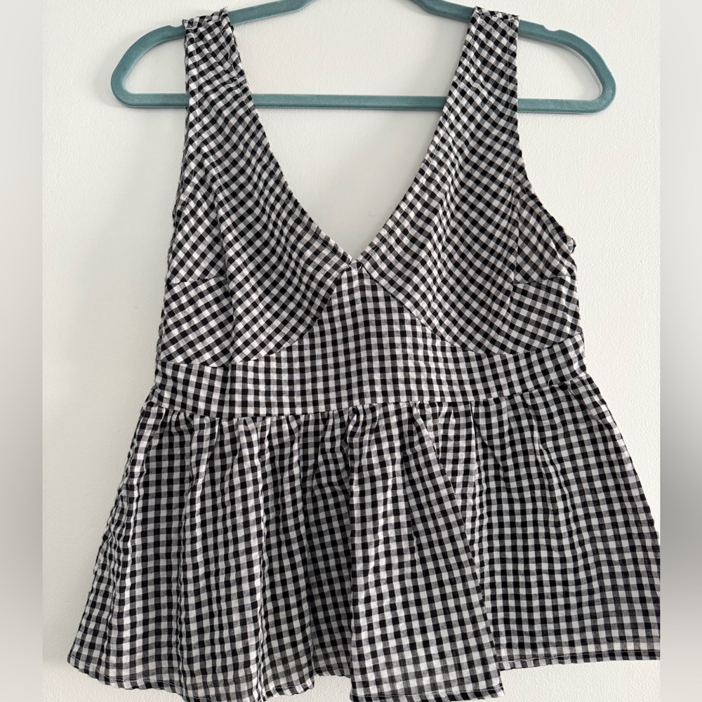 Black and White Gingham Women's Top